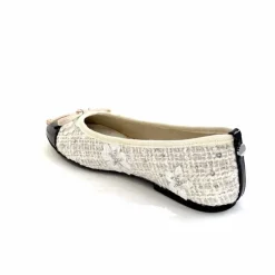 Basic|Ballerines<Ivoire0317a Ballerines Ivoire 2204108 Textile Vernis Noir Blanc