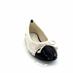 Basic|Ballerines<Ivoire0317a Ballerines Ivoire 2204108 Textile Vernis Noir Blanc