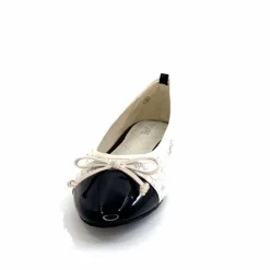 Basic|Ballerines<Ivoire0317a Ballerines Ivoire 2204108 Textile Vernis Noir Blanc