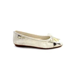 Basic|Ballerines<Requin Ballerines Reqins Hello Cuir Doré Blanc