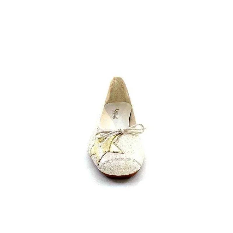 Basic|Ballerines<Requin Ballerines Reqins Hello Cuir Doré Blanc