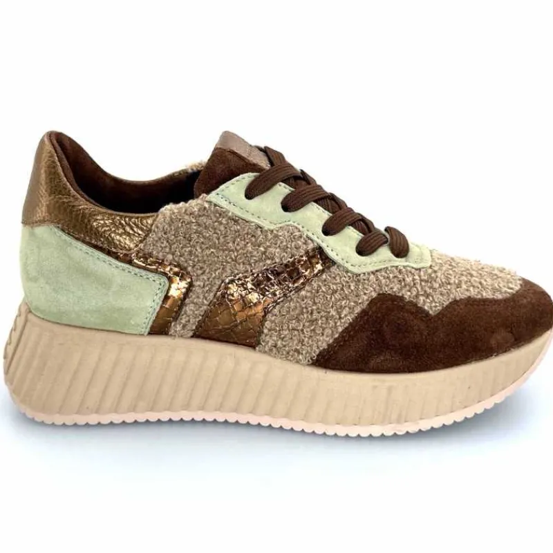 Sport Chic|Baskets<Softwaves Baskets à Plateforme 8.95.05/002 Daim Vert Marron