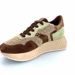 Sport Chic|Baskets<Softwaves Baskets à Plateforme 8.95.05/002 Daim Vert Marron