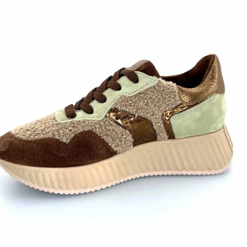 Sport Chic|Baskets<Softwaves Baskets à Plateforme 8.95.05/002 Daim Vert Marron
