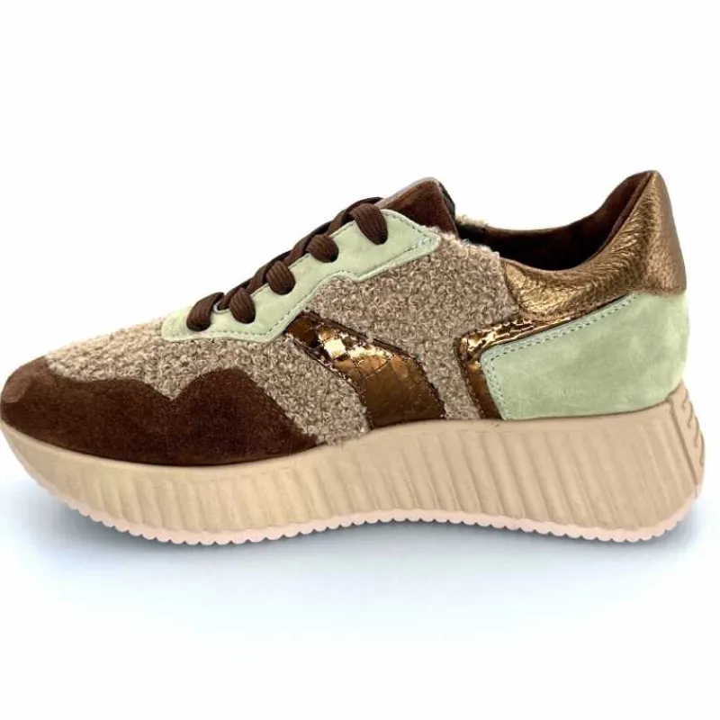 Sport Chic|Baskets<Softwaves Baskets à Plateforme 8.95.05/002 Daim Vert Marron