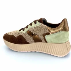 Sport Chic|Baskets<Softwaves Baskets à Plateforme 8.95.05/002 Daim Vert Marron