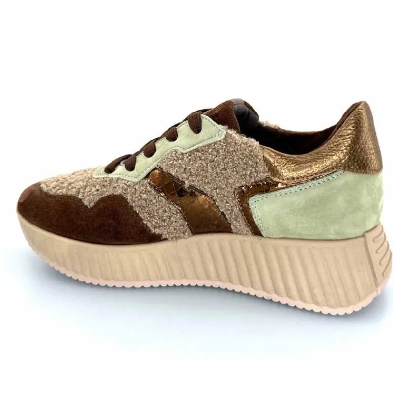 Sport Chic|Baskets<Softwaves Baskets à Plateforme 8.95.05/002 Daim Vert Marron