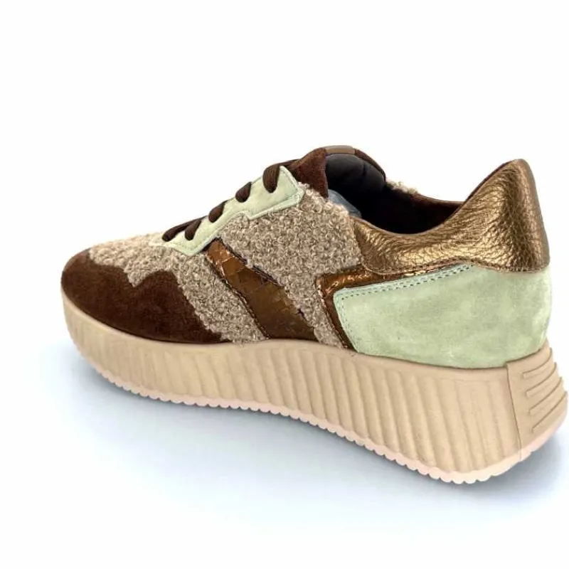 Sport Chic|Baskets<Softwaves Baskets à Plateforme 8.95.05/002 Daim Vert Marron