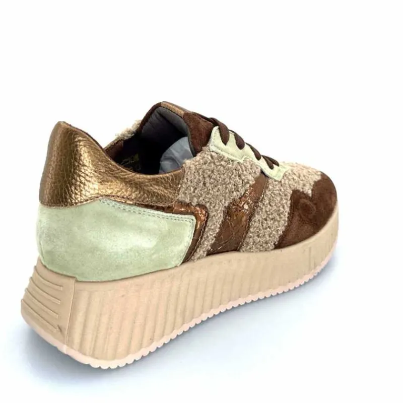 Sport Chic|Baskets<Softwaves Baskets à Plateforme 8.95.05/002 Daim Vert Marron