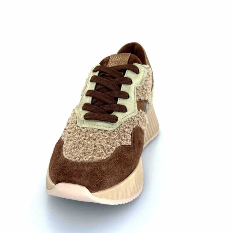 Sport Chic|Baskets<Softwaves Baskets à Plateforme 8.95.05/002 Daim Vert Marron