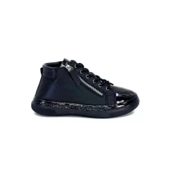 Décontracté|Baskets<Ivoire0401a Baskets Avec Fermeture Éclair Ivoire 500-358 Cuir &amp; Vernis Noir