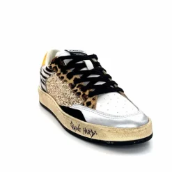 Teenager|Sport Chic<Crime London Baskets 21201 Cuir Blanc Argent Or Léo Orange Multicolore