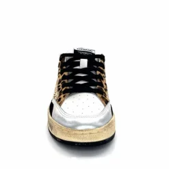 Teenager|Sport Chic<Crime London Baskets 21201 Cuir Blanc Argent Or Léo Orange Multicolore