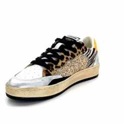 Teenager|Sport Chic<Crime London Baskets 21201 Cuir Blanc Argent Or Léo Orange Multicolore