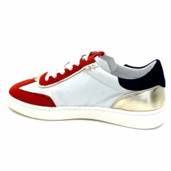 Sport Chic|Baskets<Donna Carolina Baskets 51670 113 Cuir Blanc Daim Bleu Marine Rouge