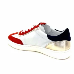Sport Chic|Baskets<Donna Carolina Baskets 51670 113 Cuir Blanc Daim Bleu Marine Rouge