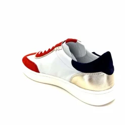 Sport Chic|Baskets<Donna Carolina Baskets 51670 113 Cuir Blanc Daim Bleu Marine Rouge