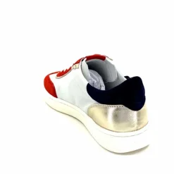 Sport Chic|Baskets<Donna Carolina Baskets 51670 113 Cuir Blanc Daim Bleu Marine Rouge