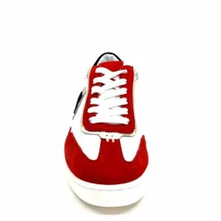 Sport Chic|Baskets<Donna Carolina Baskets 51670 113 Cuir Blanc Daim Bleu Marine Rouge