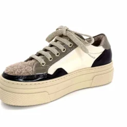 Fourrure|Compensées & Plateformes<Elena Baskets Fourrées 20124 GillCuir Crème Marron Gris BlancGrisClairMarron