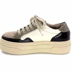 Fourrure|Compensées & Plateformes<Elena Baskets Fourrées 20124 GillCuir Crème Marron Gris BlancGrisClairMarron