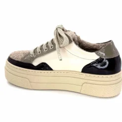 Fourrure|Compensées & Plateformes<Elena Baskets Fourrées 20124 GillCuir Crème Marron Gris BlancGrisClairMarron