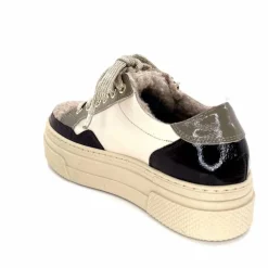 Fourrure|Compensées & Plateformes<Elena Baskets Fourrées 20124 GillCuir Crème Marron Gris BlancGrisClairMarron