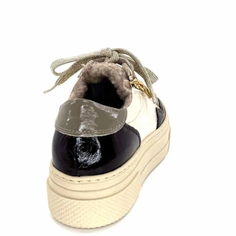 Fourrure|Compensées & Plateformes<Elena Baskets Fourrées 20124 GillCuir Crème Marron Gris BlancGrisClairMarron