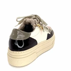 Fourrure|Compensées & Plateformes<Elena Baskets Fourrées 20124 GillCuir Crème Marron Gris BlancGrisClairMarron