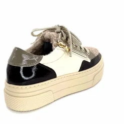 Fourrure|Compensées & Plateformes<Elena Baskets Fourrées 20124 GillCuir Crème Marron Gris BlancGrisClairMarron