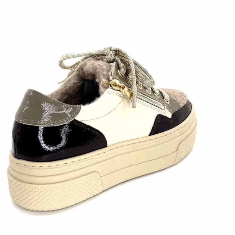 Fourrure|Compensées & Plateformes<Elena Baskets Fourrées 20124 GillCuir Crème Marron Gris BlancGrisClairMarron