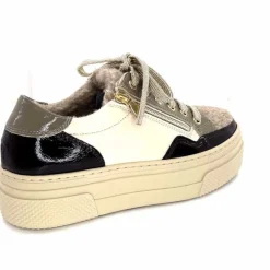 Fourrure|Compensées & Plateformes<Elena Baskets Fourrées 20124 GillCuir Crème Marron Gris BlancGrisClairMarron