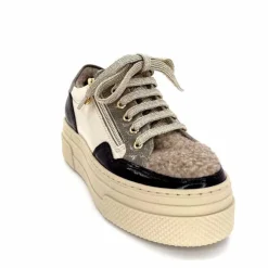 Fourrure|Compensées & Plateformes<Elena Baskets Fourrées 20124 GillCuir Crème Marron Gris BlancGrisClairMarron