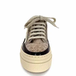 Fourrure|Compensées & Plateformes<Elena Baskets Fourrées 20124 GillCuir Crème Marron Gris BlancGrisClairMarron