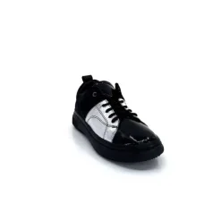 Décontracté|Baskets<Ivoire0401a Baskets Ivoire 500-353 Cuir &amp; Argenté Noir