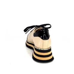 Sport Chic|Féminin<Ivoire0347b Baskets Ivoire H985M Cuir Vernis Beige Noir