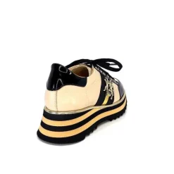 Sport Chic|Féminin<Ivoire0347b Baskets Ivoire H985M Cuir Vernis Beige Noir
