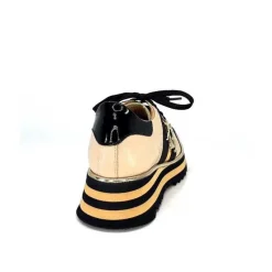 Sport Chic|Féminin<Ivoire0347b Baskets Ivoire H985M Cuir Vernis Beige Noir