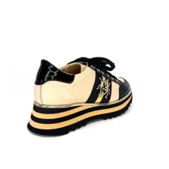 Sport Chic|Féminin<Ivoire0347b Baskets Ivoire H985M Cuir Vernis Beige Noir