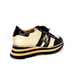 Sport Chic|Féminin<Ivoire0347b Baskets Ivoire H985M Cuir Vernis Beige Noir