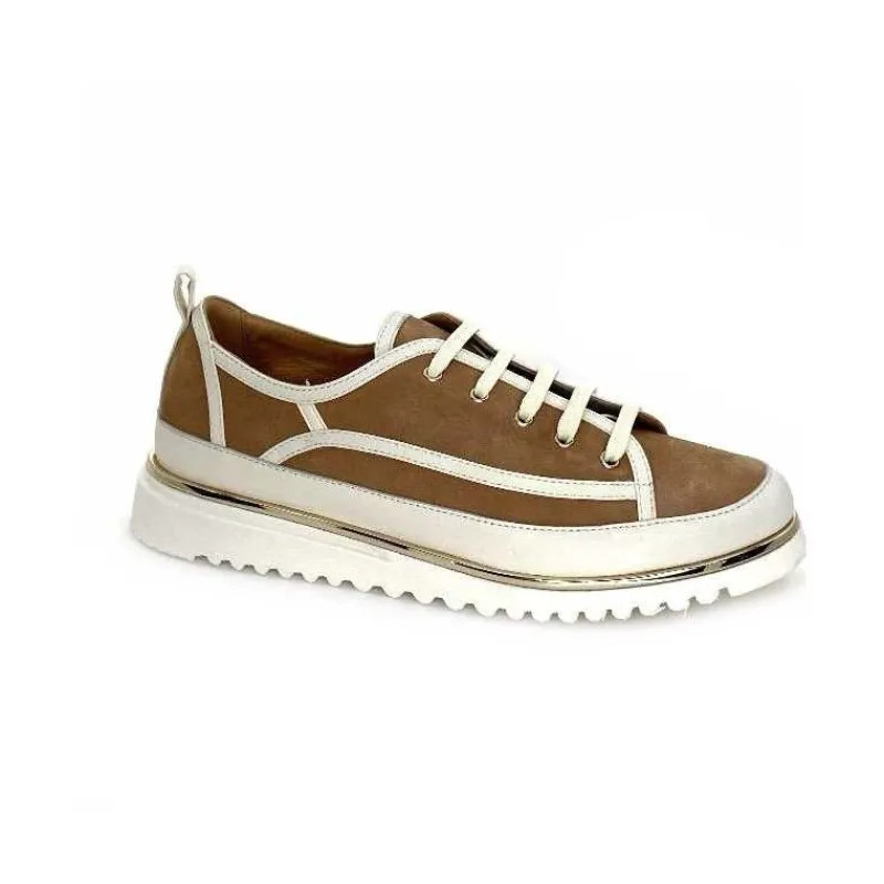 Féminin|Décontracté<XSA Baskets Léger 9951 Cuir Daim Beige Marron
