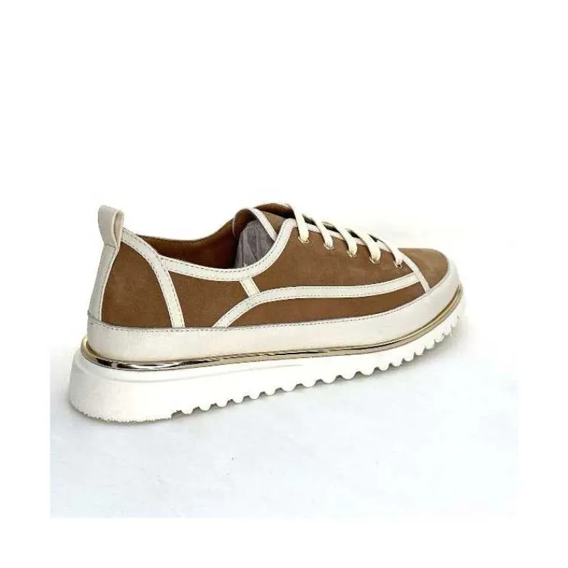 Féminin|Décontracté<XSA Baskets Léger 9951 Cuir Daim Beige Marron