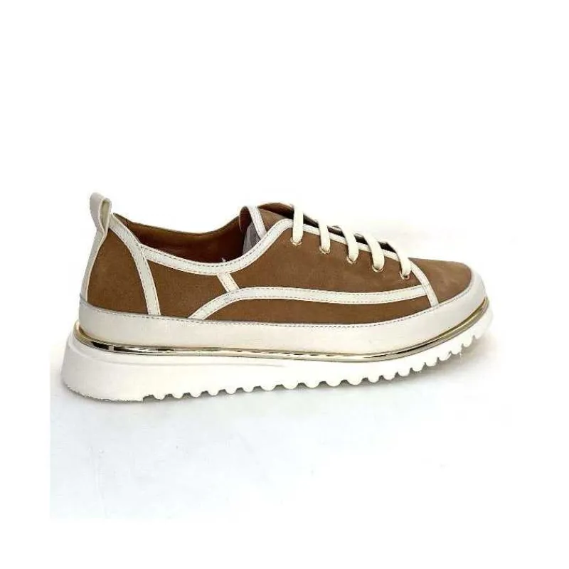 Féminin|Décontracté<XSA Baskets Léger 9951 Cuir Daim Beige Marron