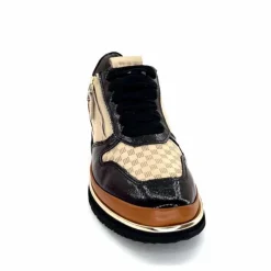 Sport Chic|Baskets<XSA Baskets Légère à fermeture éclair 9809 Cuir , Marron &amp; Crème Noir