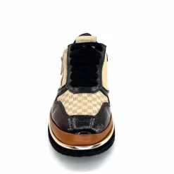 Sport Chic|Baskets<XSA Baskets Légère à fermeture éclair 9809 Cuir , Marron &amp; Crème Noir