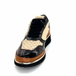 Sport Chic|Baskets<XSA Baskets Légère à fermeture éclair 9809 Cuir , Marron &amp; Crème Noir