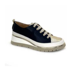 Sport Chic|Baskets<XSA Baskets Légère Compensées 9620 Cuir Marine Doré Bleu