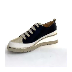 Sport Chic|Baskets<XSA Baskets Légère Compensées 9620 Cuir Marine Doré Bleu