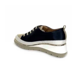 Sport Chic|Baskets<XSA Baskets Légère Compensées 9620 Cuir Marine Doré Bleu