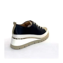 Sport Chic|Baskets<XSA Baskets Légère Compensées 9620 Cuir Marine Doré Bleu